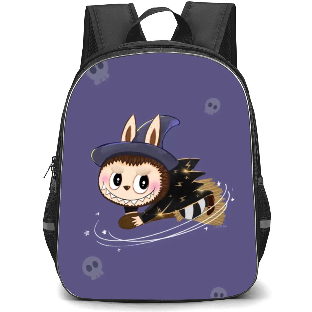 The Monsters Labubu Pop Mart Backpack StudentPack - Witch Flying on Broom