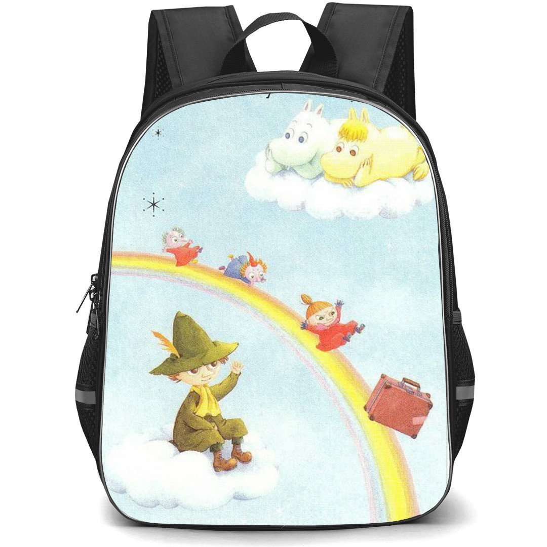 Moominvalley Backpack StudentPack - Characters Sliding down Rainbow Illustration