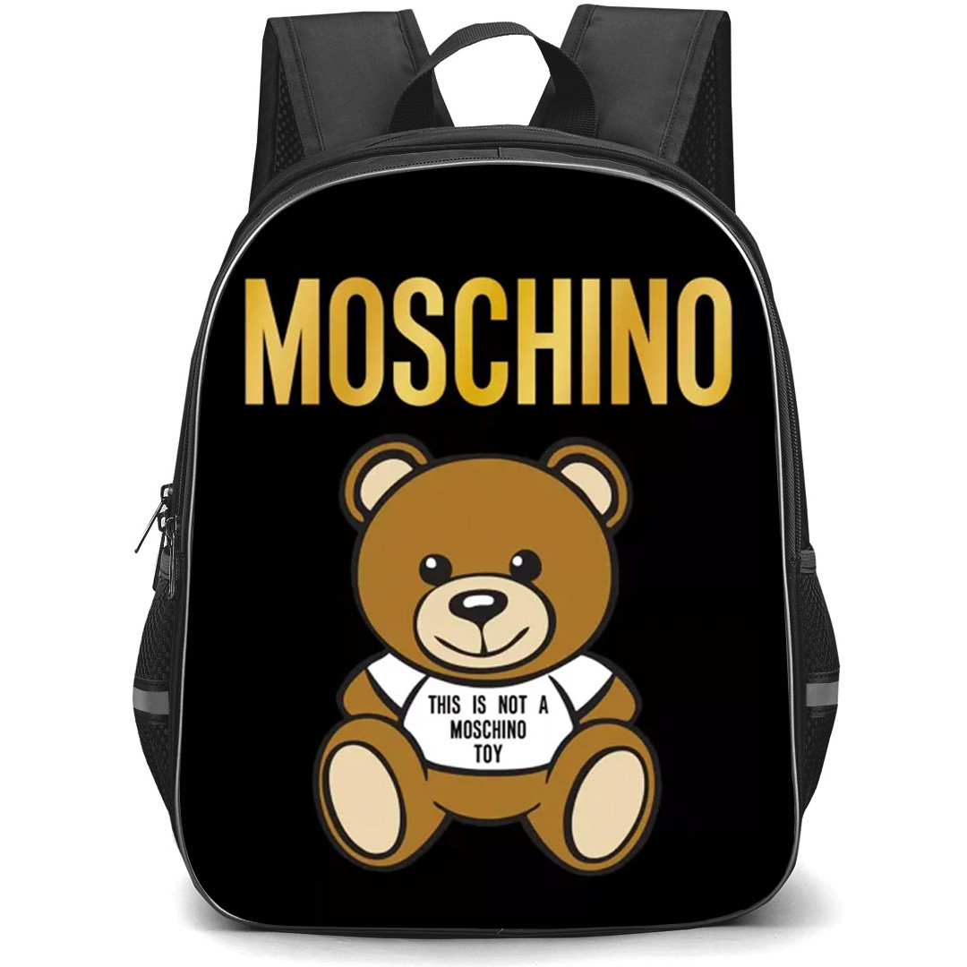 Moschino Backpack School Bag StudentPack - Moschino Teddy Bear On Black Background