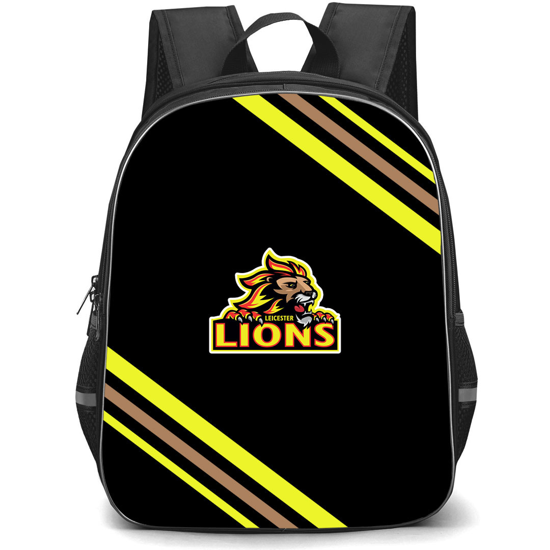 Leicester Lions Backpack School Bag StudentPack - Leicester Lions Large Logo With Stripe