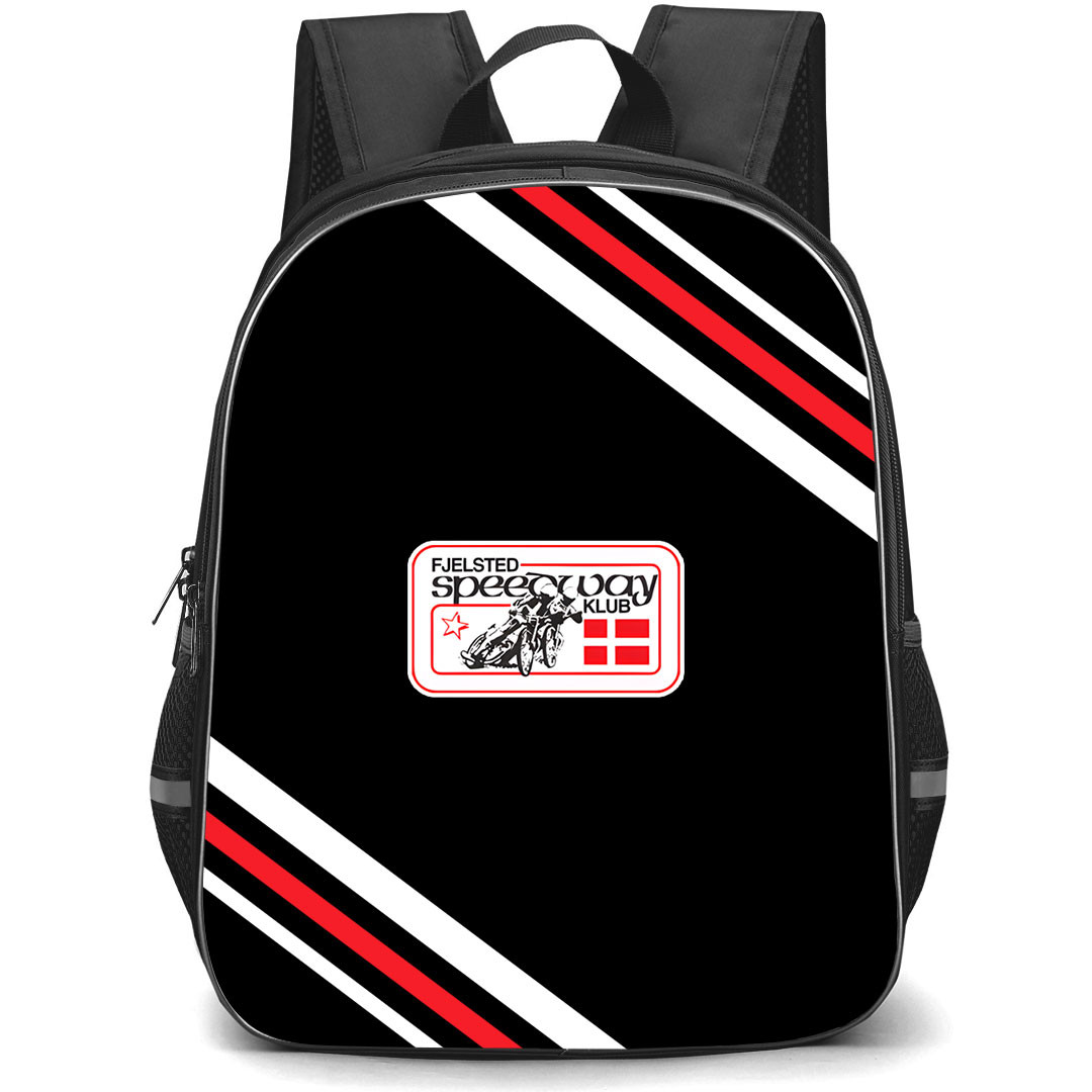 Fjelsted Speedway Klub Backpack School Bag StudentPack - Fjelsted Speedway Klub Large Logo With Stripe