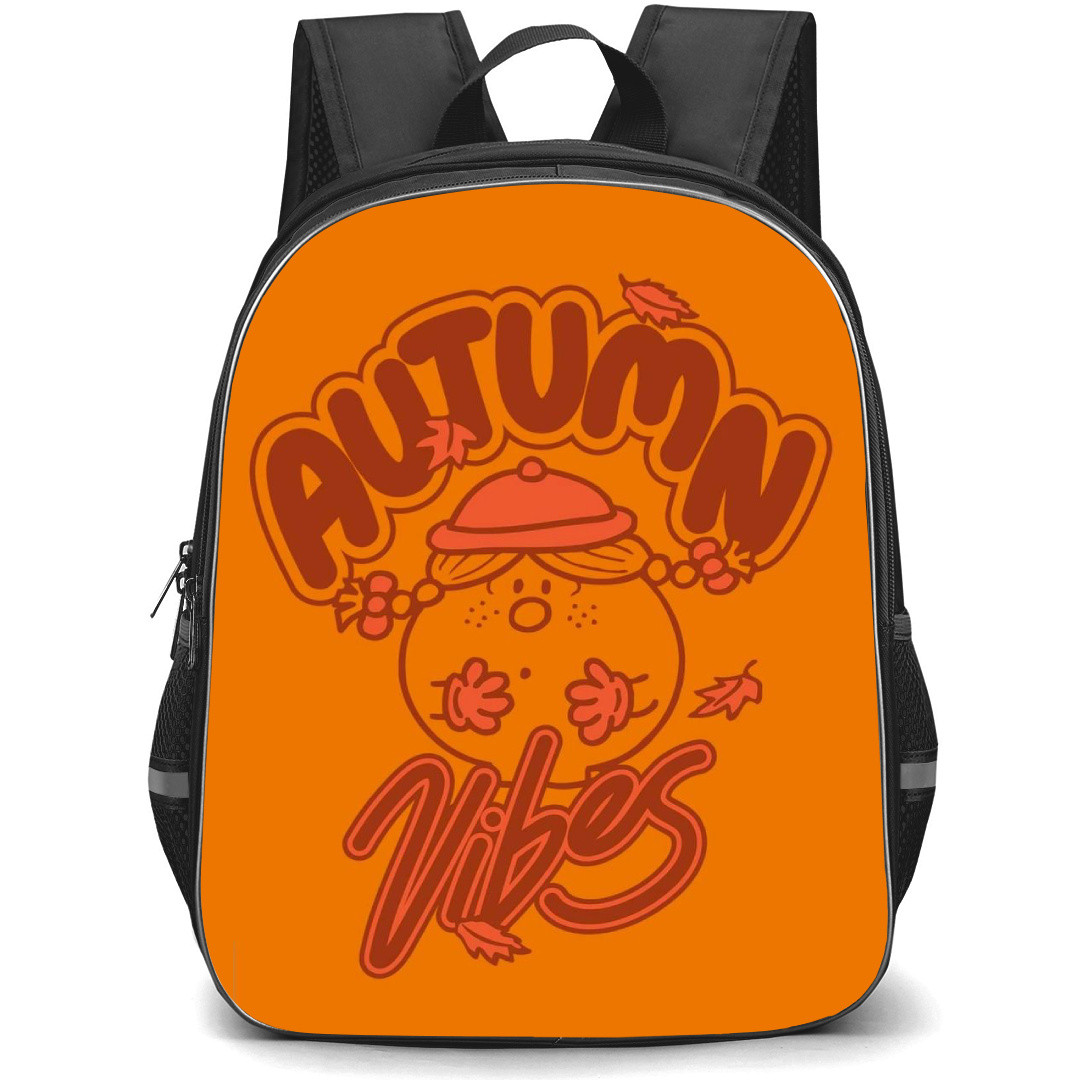 Mr Men Little Miss Backpack StudentPack - Mr Men Little Miss Autumn Vibes Minimalist Art On Orange Background