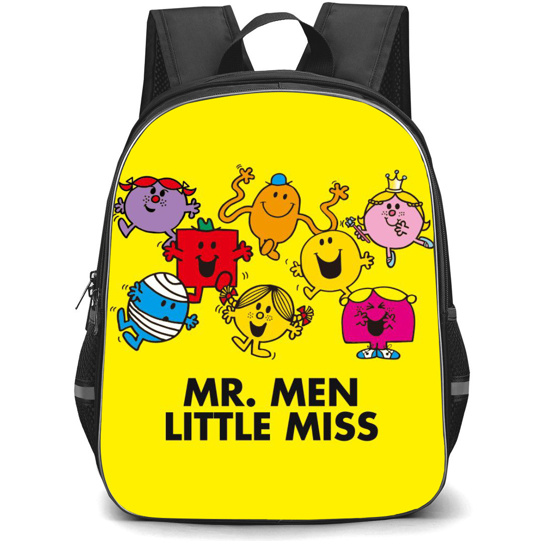 Mr Men Little Miss Backpack StudentPack - Mr Men Little Miss Characters Art On Yellow Background