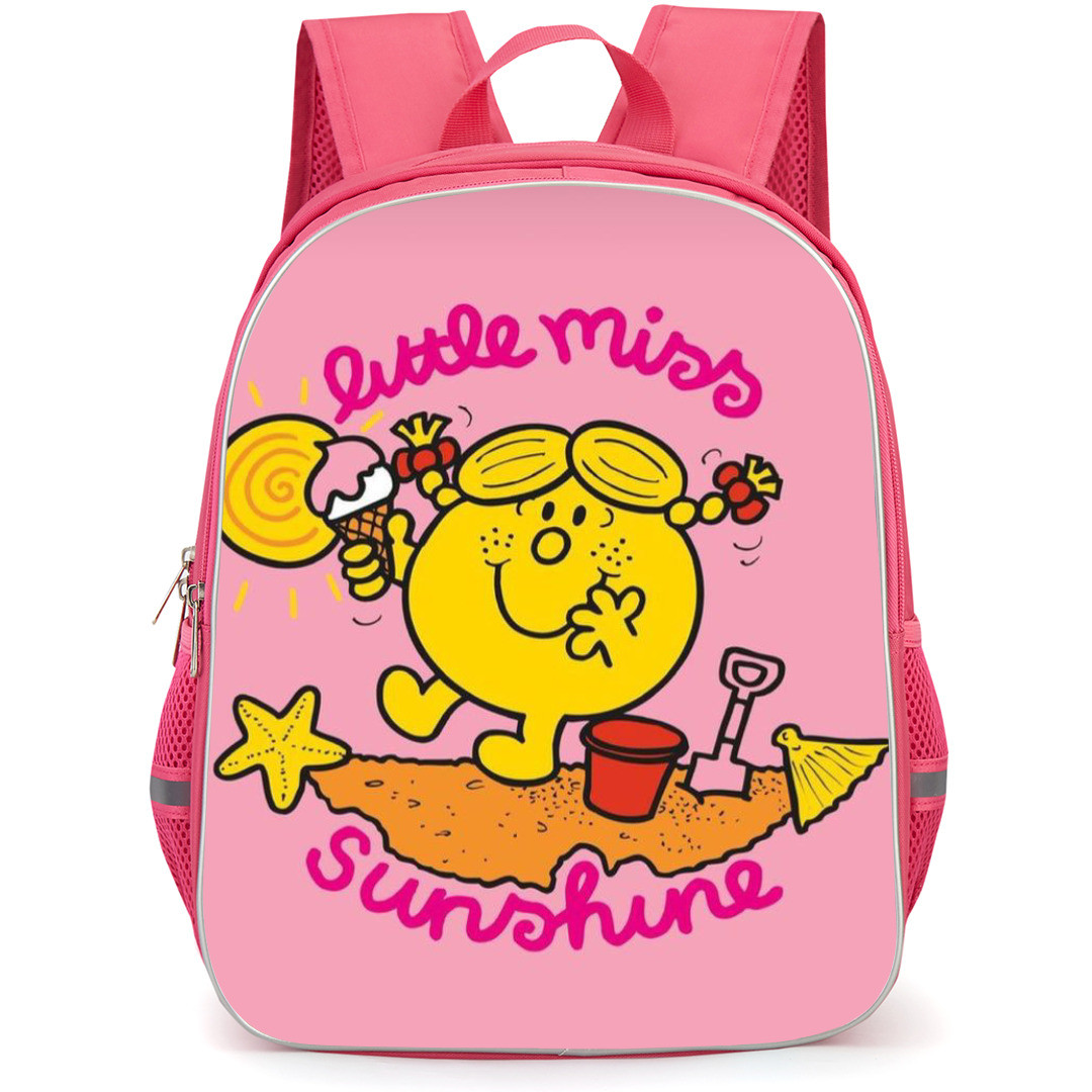 Mr Men Little Miss Backpack StudentPack - Mr Men Little Miss Ice Cream Art On Pink Background