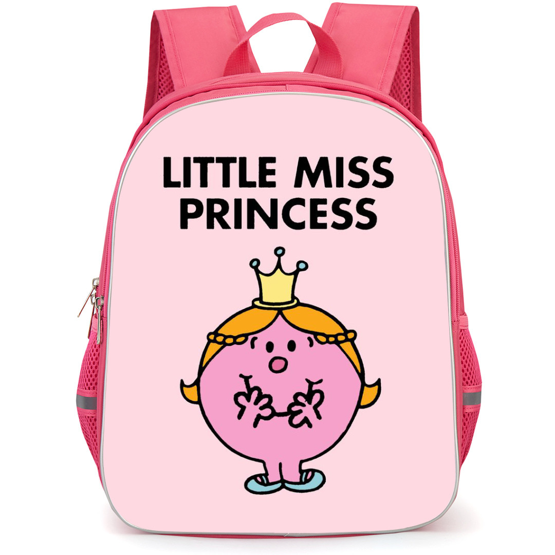 Mr Men Little Miss Princess Backpack StudentPack - Mr Men Little Miss Princess Illustration Art On Pink Background