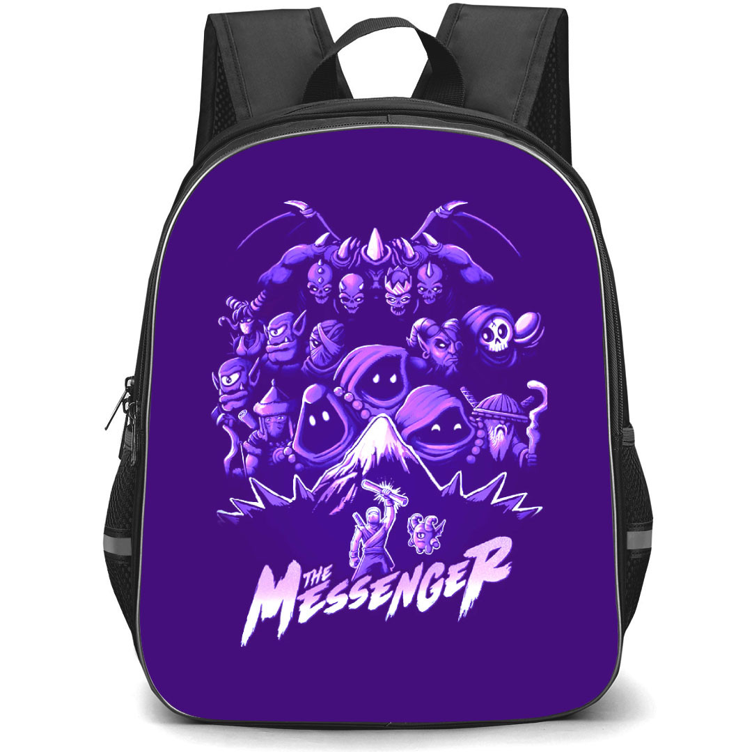 The Messenger Backpack School Bag StudentPack - The Messenger Characters Pixel Purple Poster
