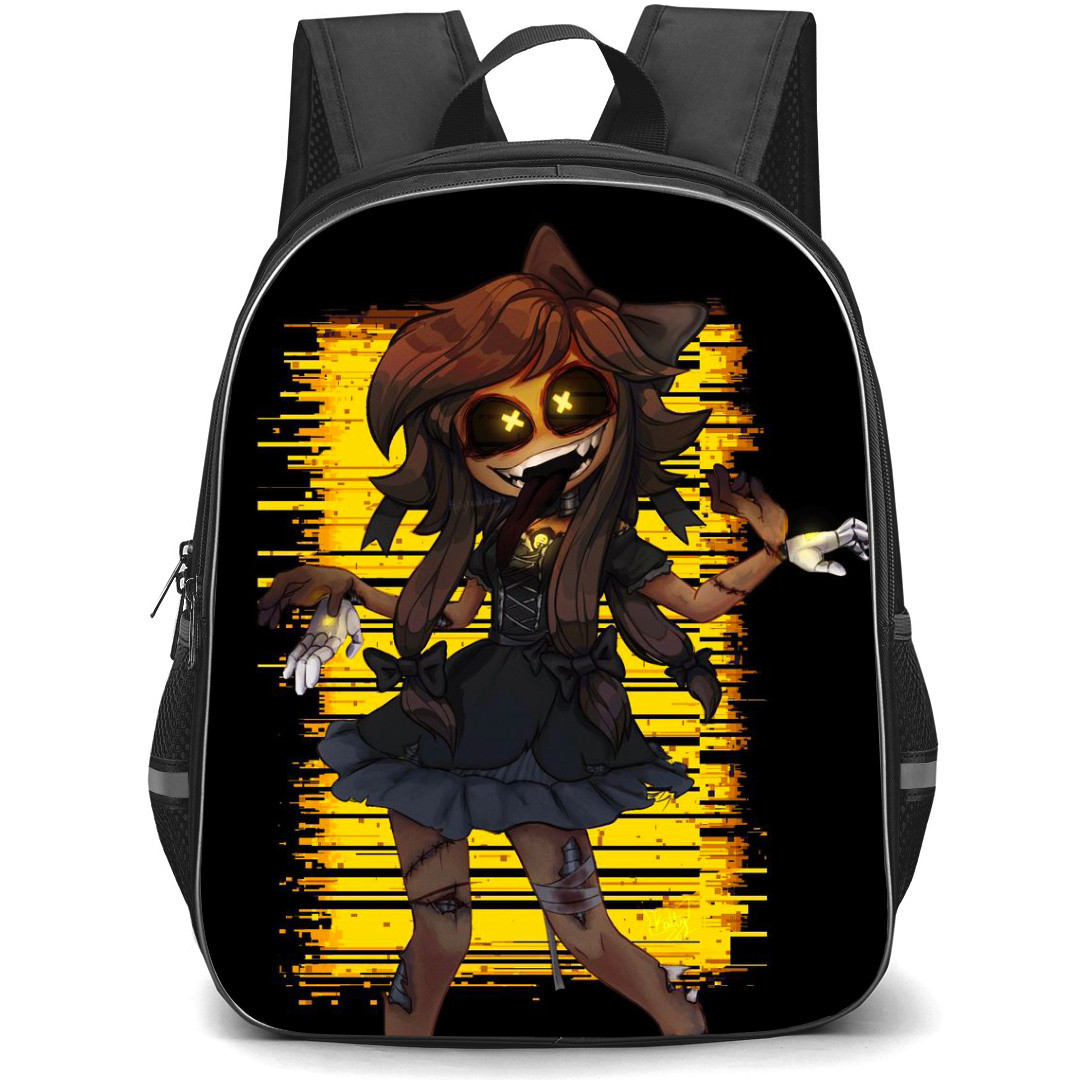 Murder Drones CYN Backpack StudentPack - CYN Standing On Yellow Black Background