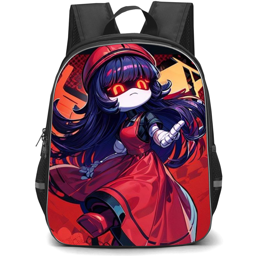 Murder Drones Doll Backpack StudentPack - Doll Glowing Eye Red Illustration Art Poster