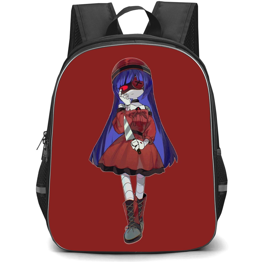 Murder Drones Doll Backpack StudentPack - Doll Holding Knife Sticker