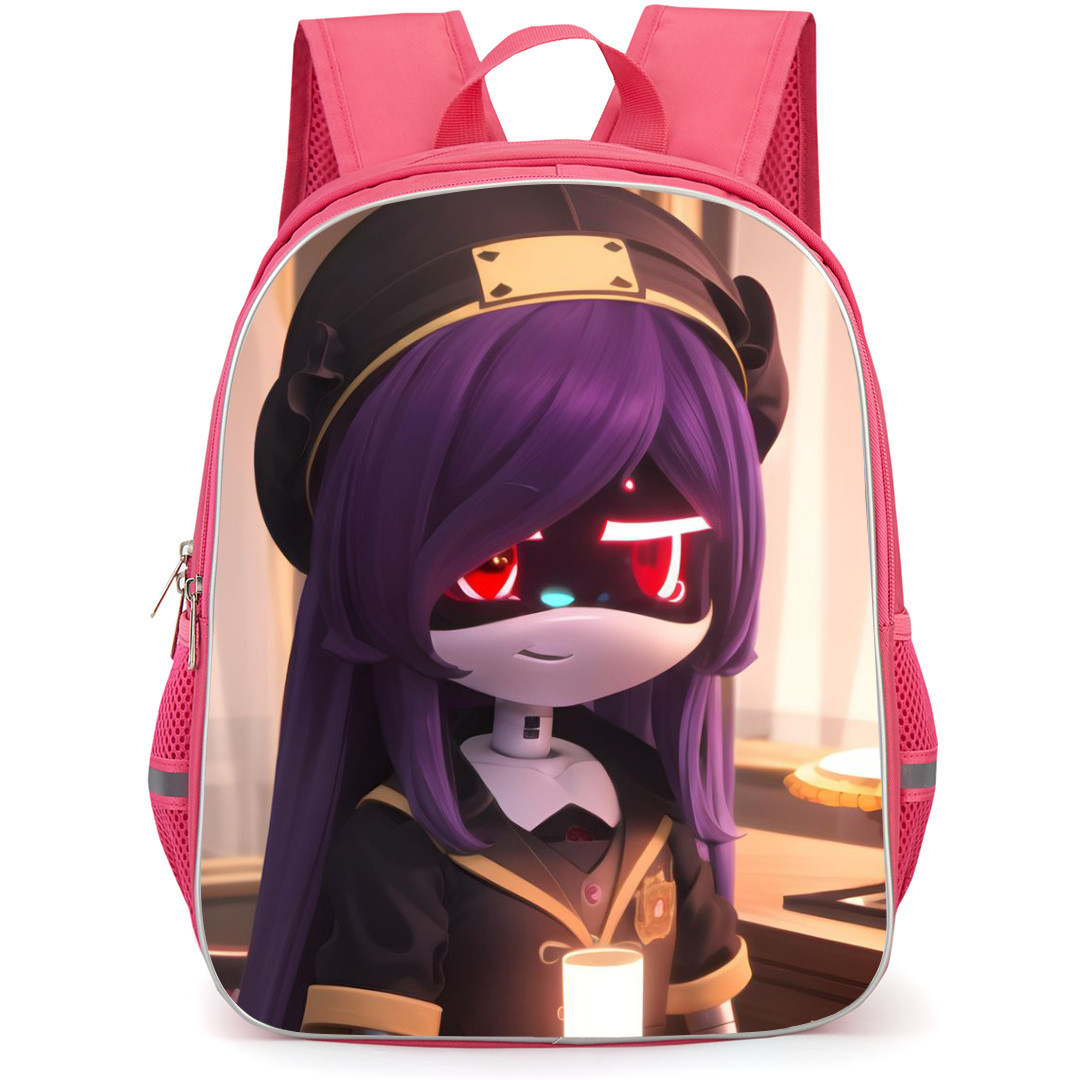 Murder Drones Doll Backpack StudentPack - Doll With Purple Hair Holding Light 3D Illustration