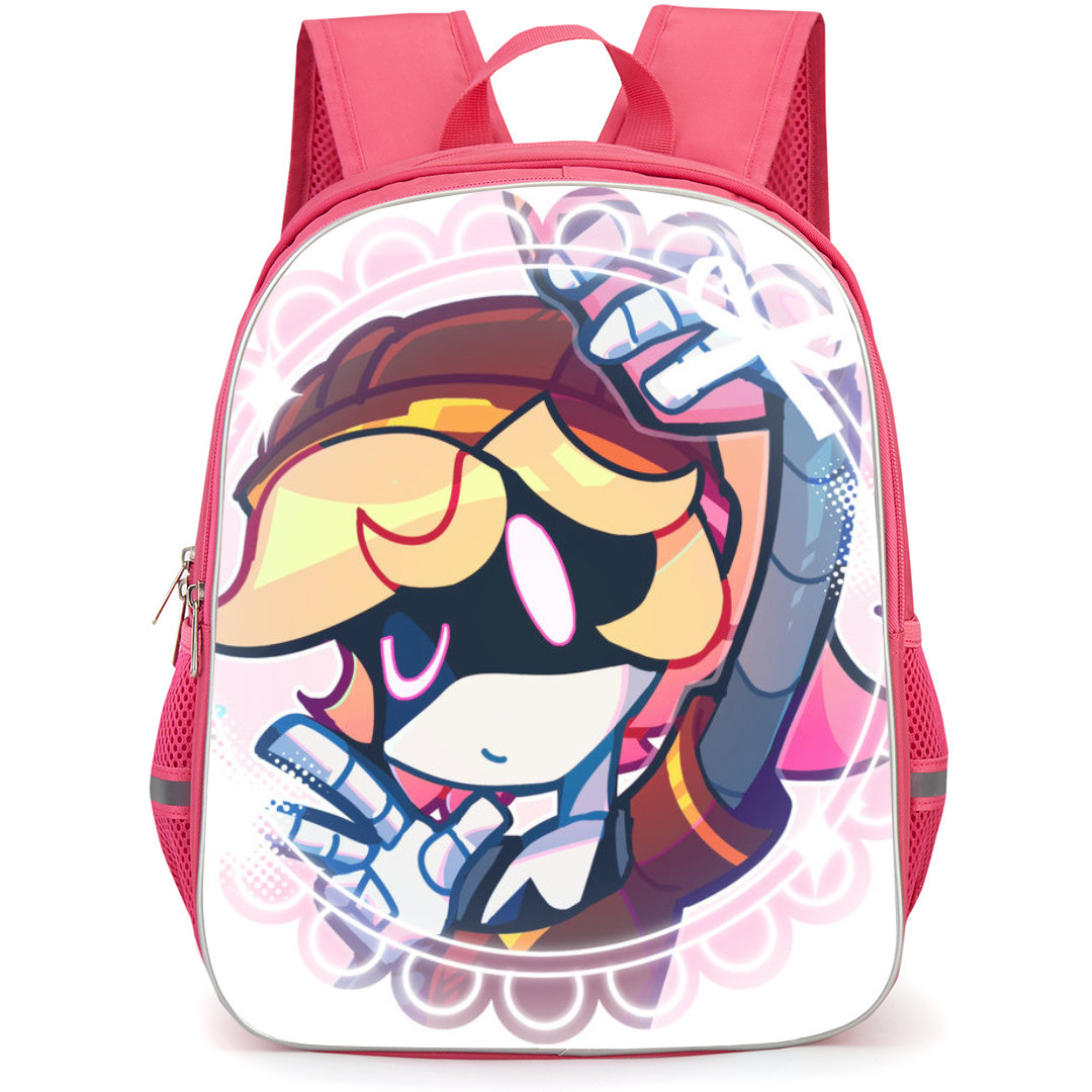 Murder Drones Lizzy Backpack StudentPack - Lizzy Round Sticker On Light Pink Background