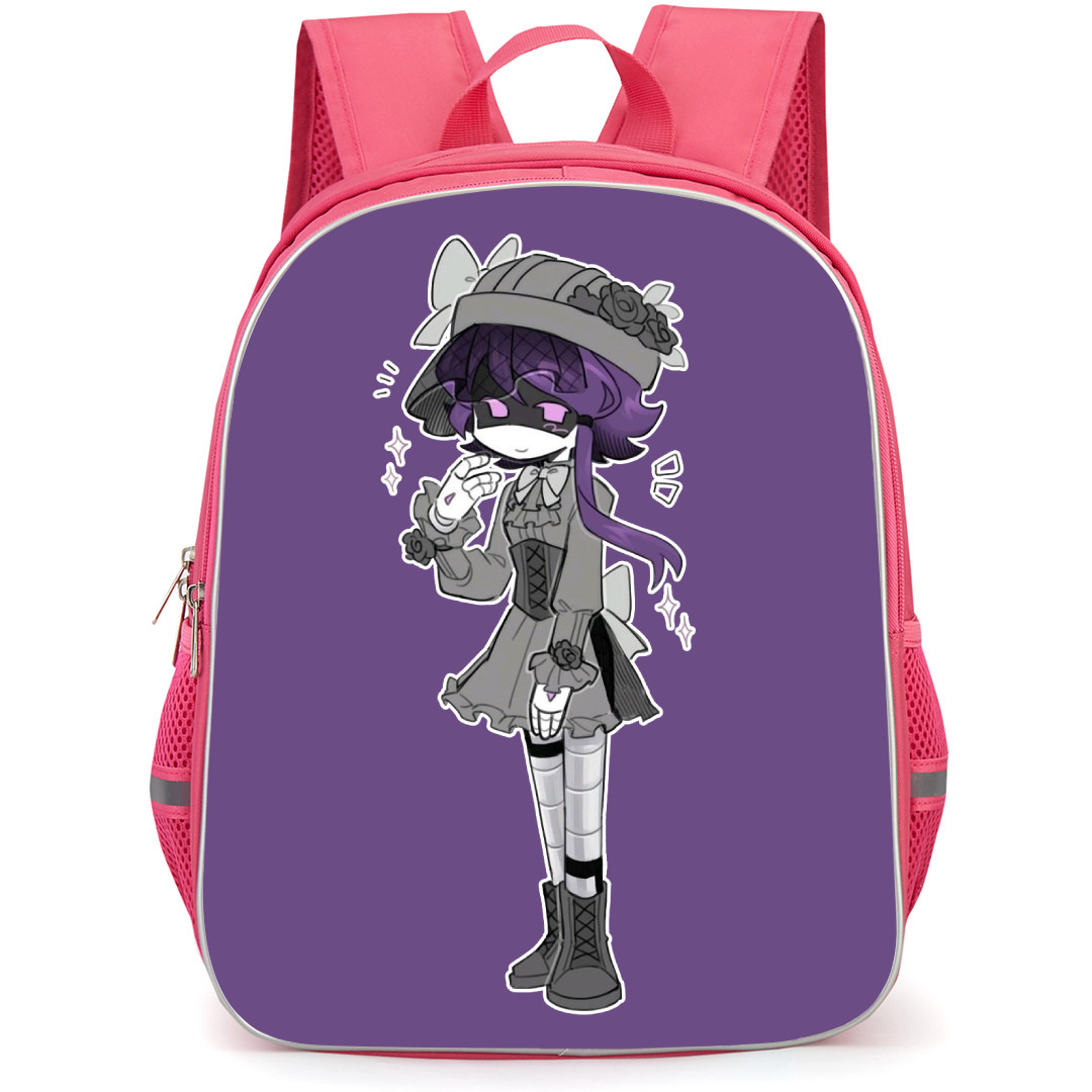 Murder Drones Nori Doorman Backpack StudentPack - Nori Doorman Standing Grayscale Drawing On Purple Background