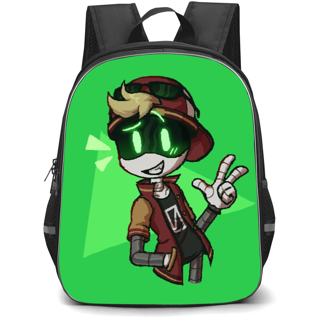 Murder Drones Thad Backpack StudentPack - Thad Stickers On Green Background