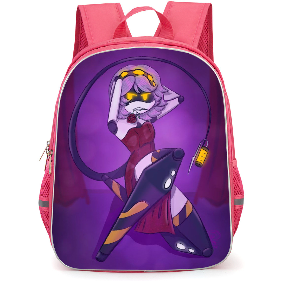 Murder Drones V Backpack StudentPack - V Holding Rose With Mouth On Purple Background