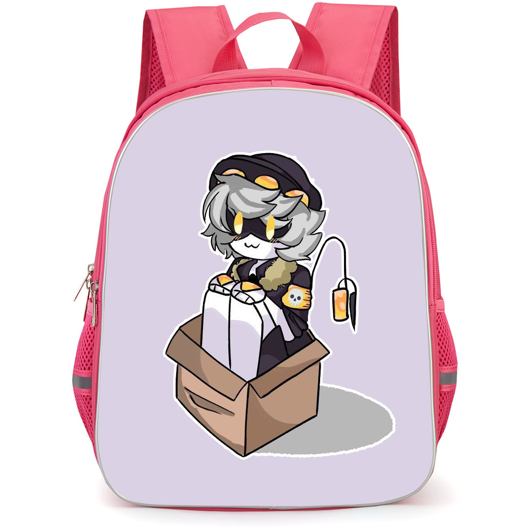 Murder Drones V Backpack StudentPack - V Sitting On A Box Sticker