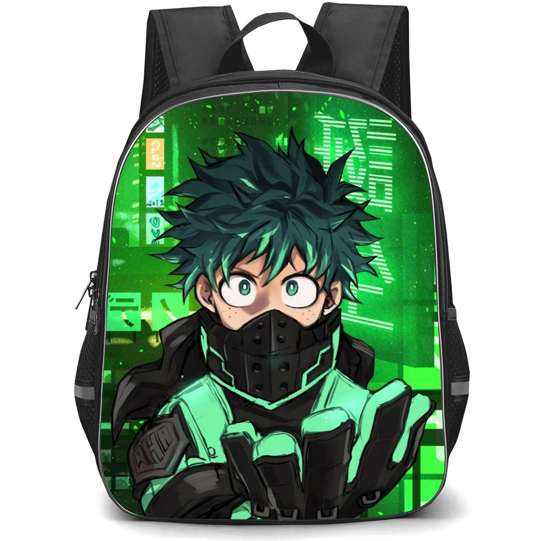 My Hero Academia Izuku Midoriya Backpack StudentPack - Izuku Midoriya Portrait On Green Background