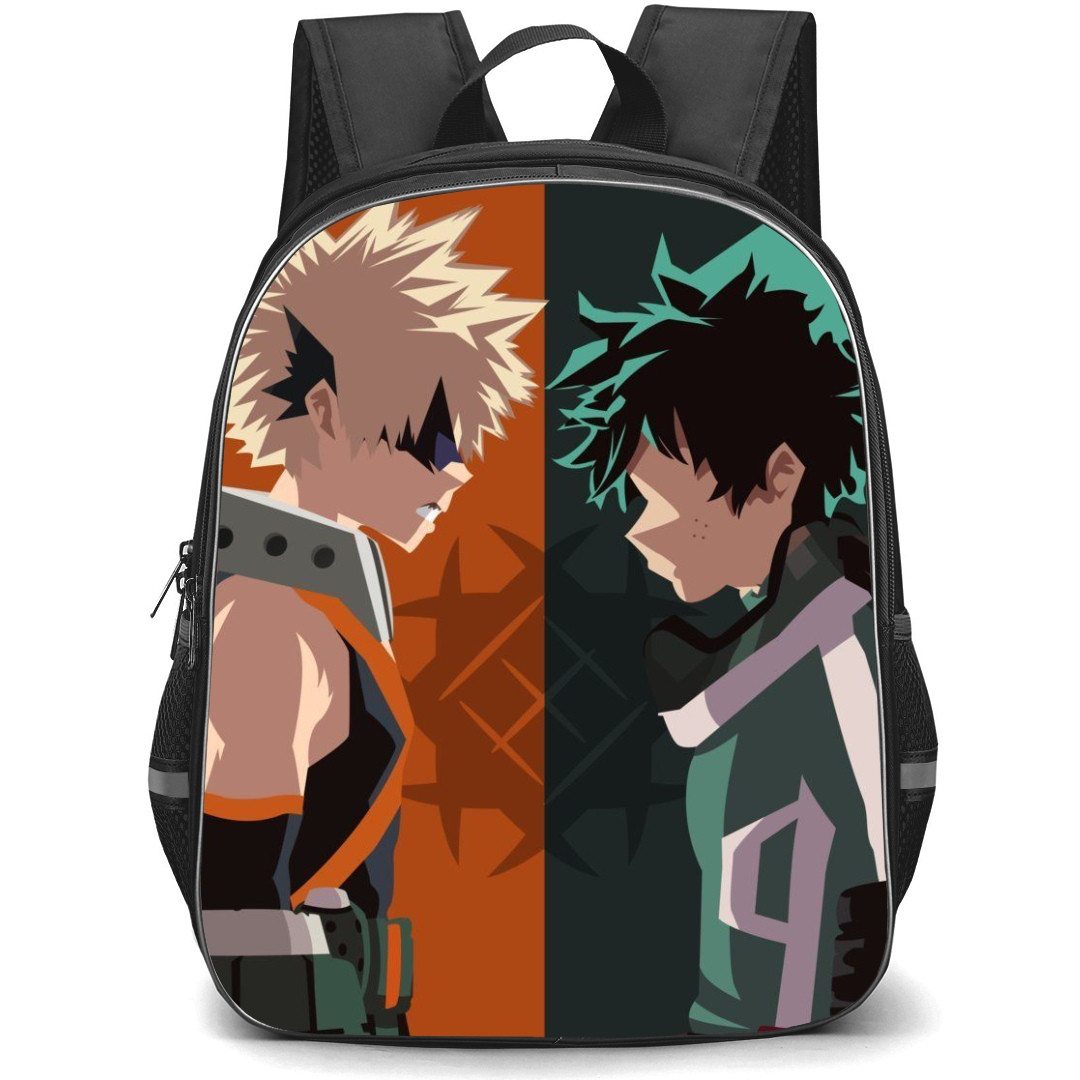 My Hero Academia Backpack StudentPack - Katsuki Bakugo And Izuku Midoriya Side Portrait Minimalist