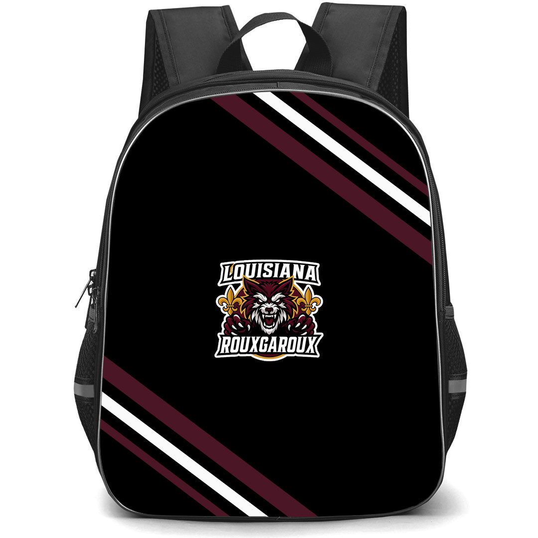 Louisiana Rouxgaroux Backpack School Bag StudentPack - Louisiana Rouxgaroux Large Logo With Stripe
