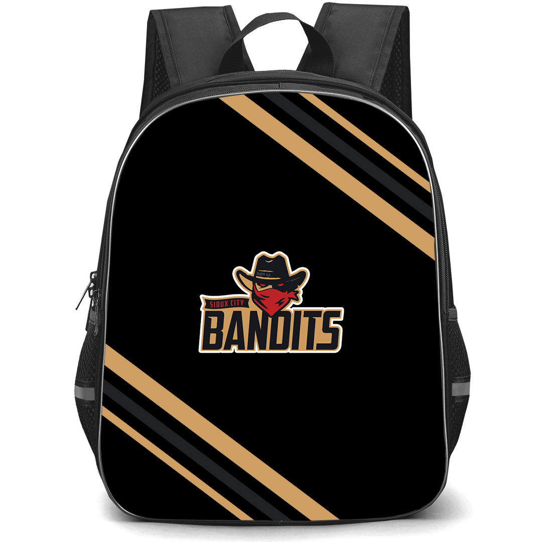 Sioux City Bandits Backpack School Bag StudentPack - Sioux City Bandits Large Logo With Stripe
