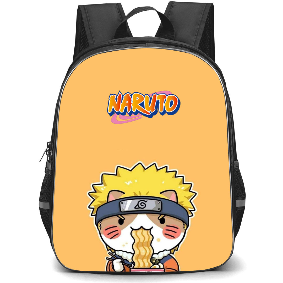 Naruto Uzumaki Backpack StudentPack - Naruto Uzumaki Crossover Cat On Orange Background