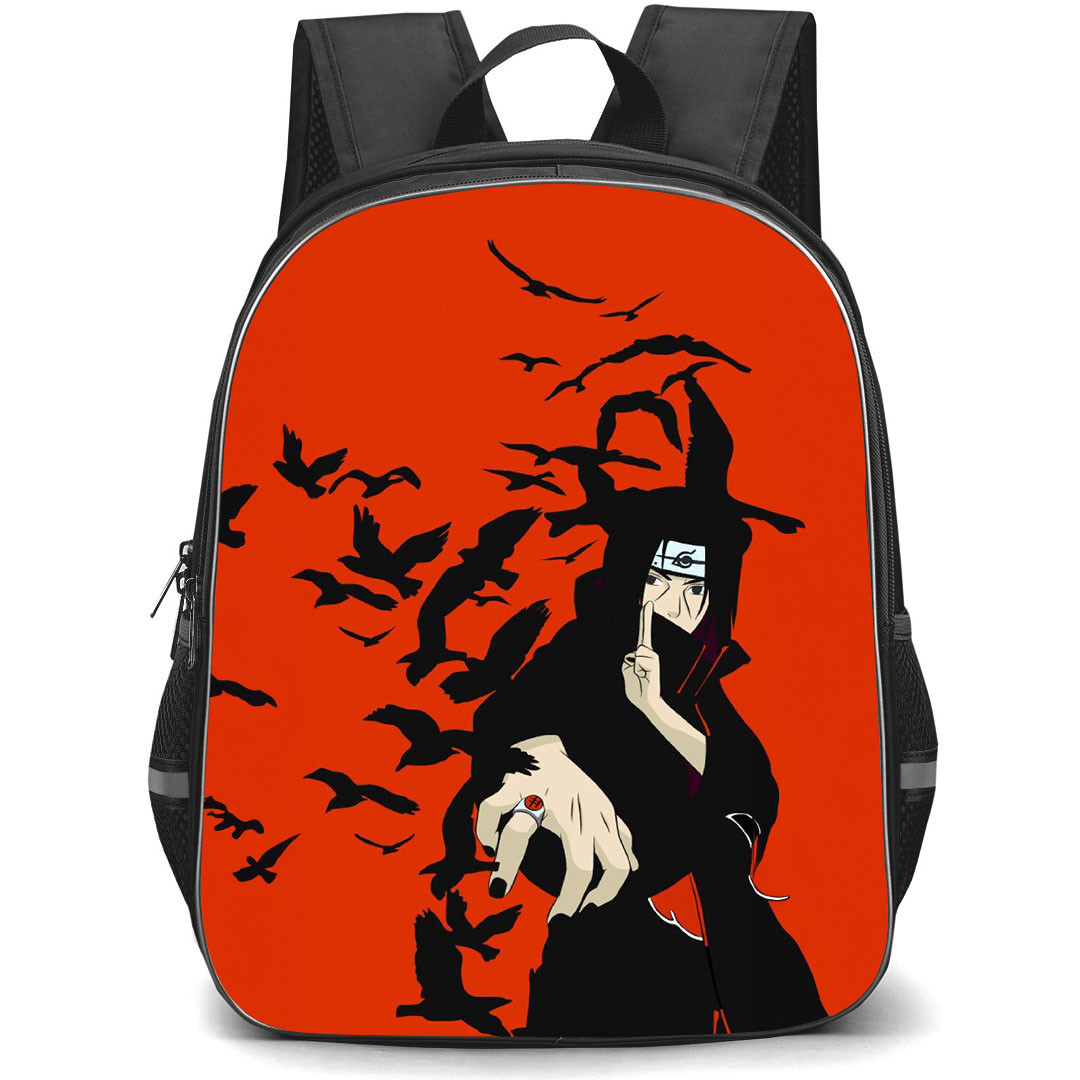 Naruto Itachi Uchiha Backpack StudentPack - Itachi Uchiha Raven On Red Background