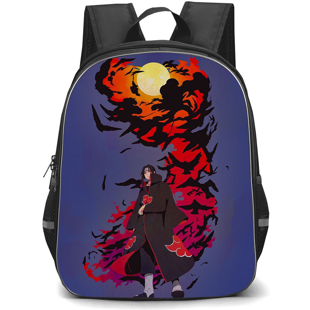 Naruto Itachi Uchiha Backpack StudentPack - Itachi Uchiha Raven Standing On Blue Background