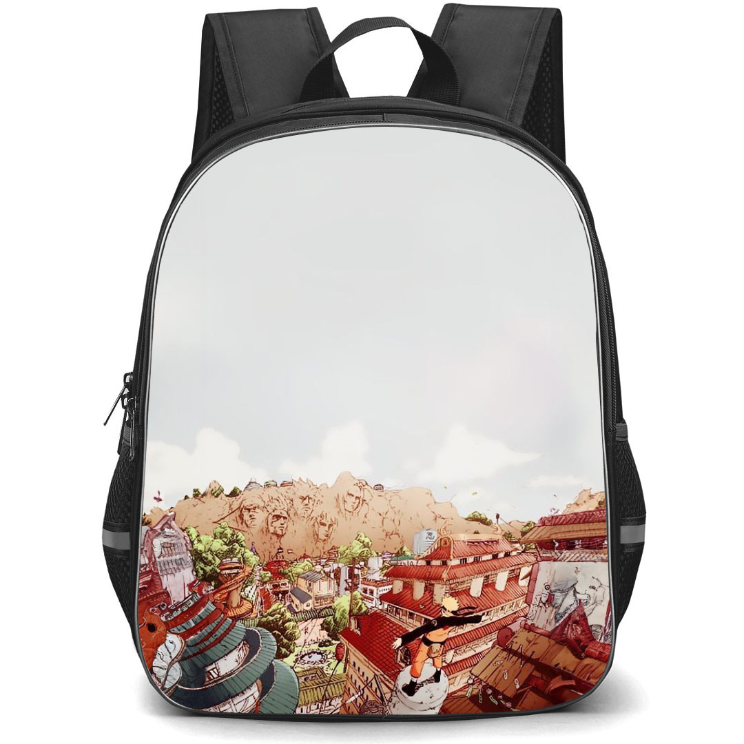 Naruto Uzumaki Backpack StudentPack - Naruto Uzumaki Back Portrait On Konohagakure Background