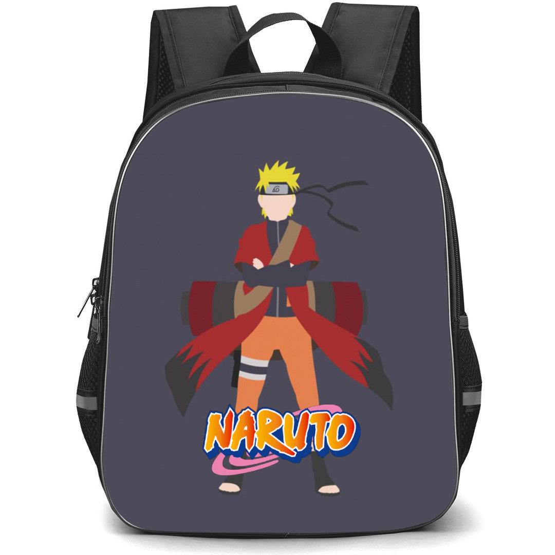 Naruto Uzumaki Backpack StudentPack - Naruto Uzumaki Standing Portrait Minimalist On Grey Background