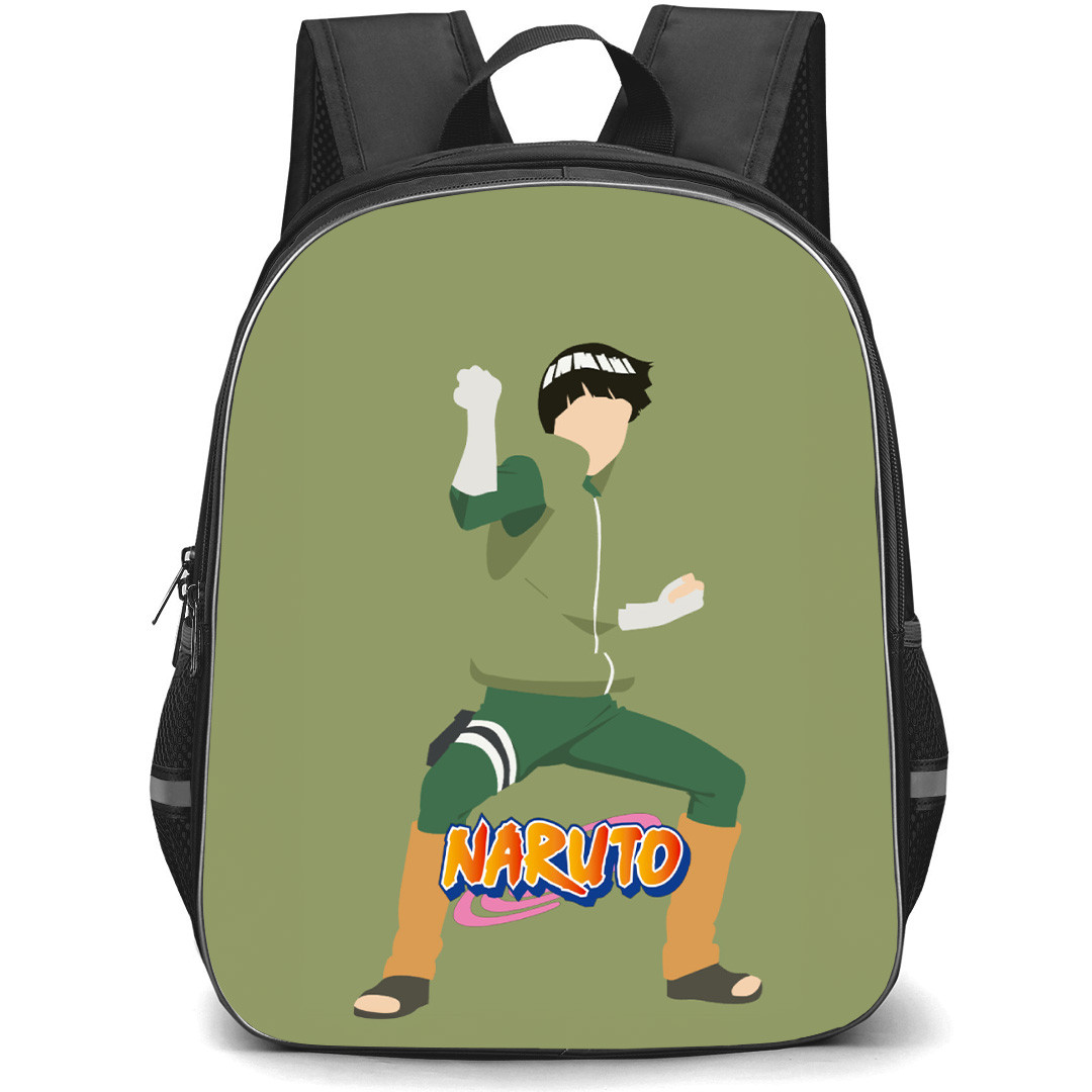 Naruto Rock Lee Backpack StudentPack - Rock Lee Attack Mode Minimalist On Olive Background