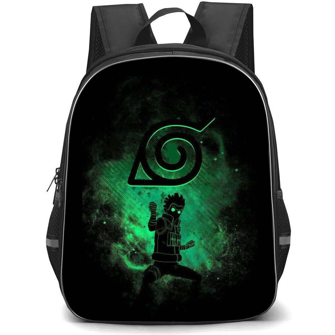 Naruto Rock Lee School Backpack StudentPack - Rock Lee Green Silhoutte Art