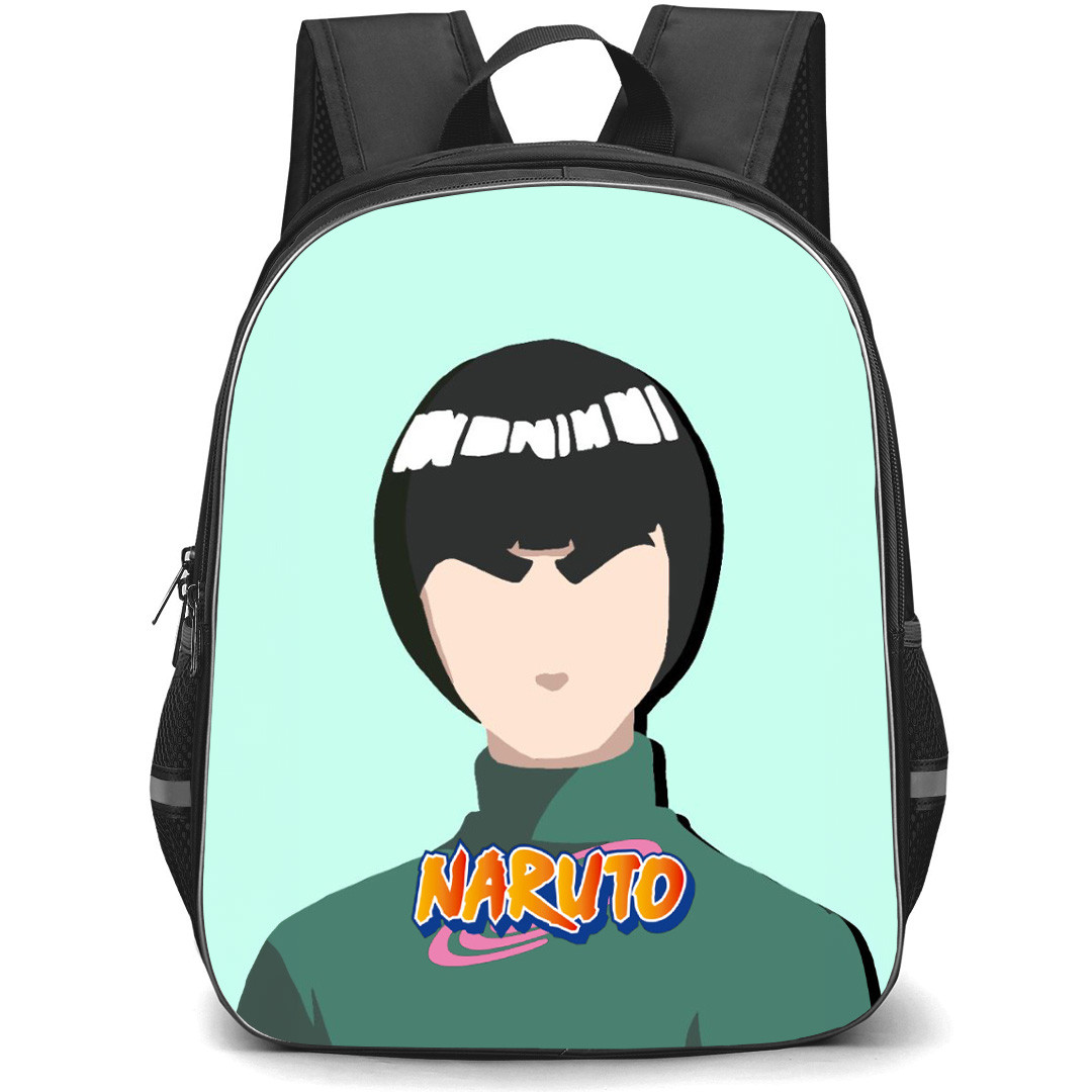 Naruto Rock Lee Backpack StudentPack - Rock Lee Portrait Minimalist On Teal Background