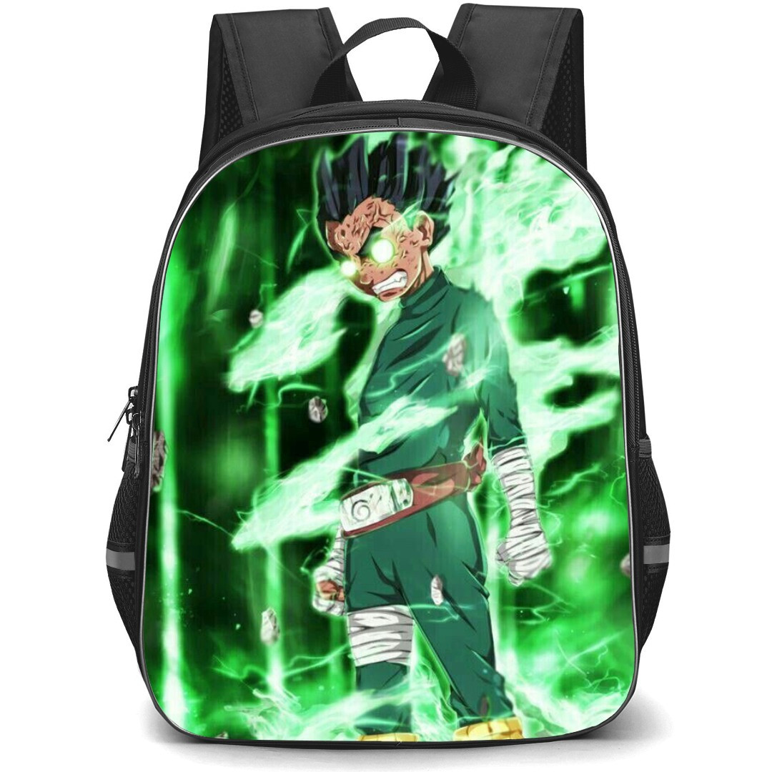 Naruto Rock Lee School Backpack StudentPack - Rock Lee Side Portrait Green Background