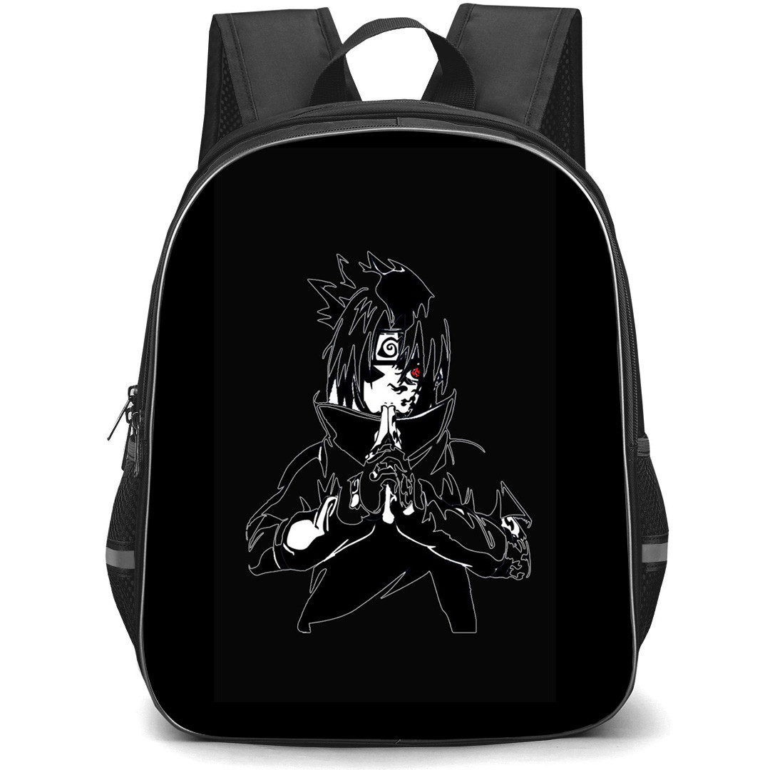 Naruto Sasuke Uchiha Backpack StudentPack - Sasuke Uchiha Attack Mode Portrait On Black Background