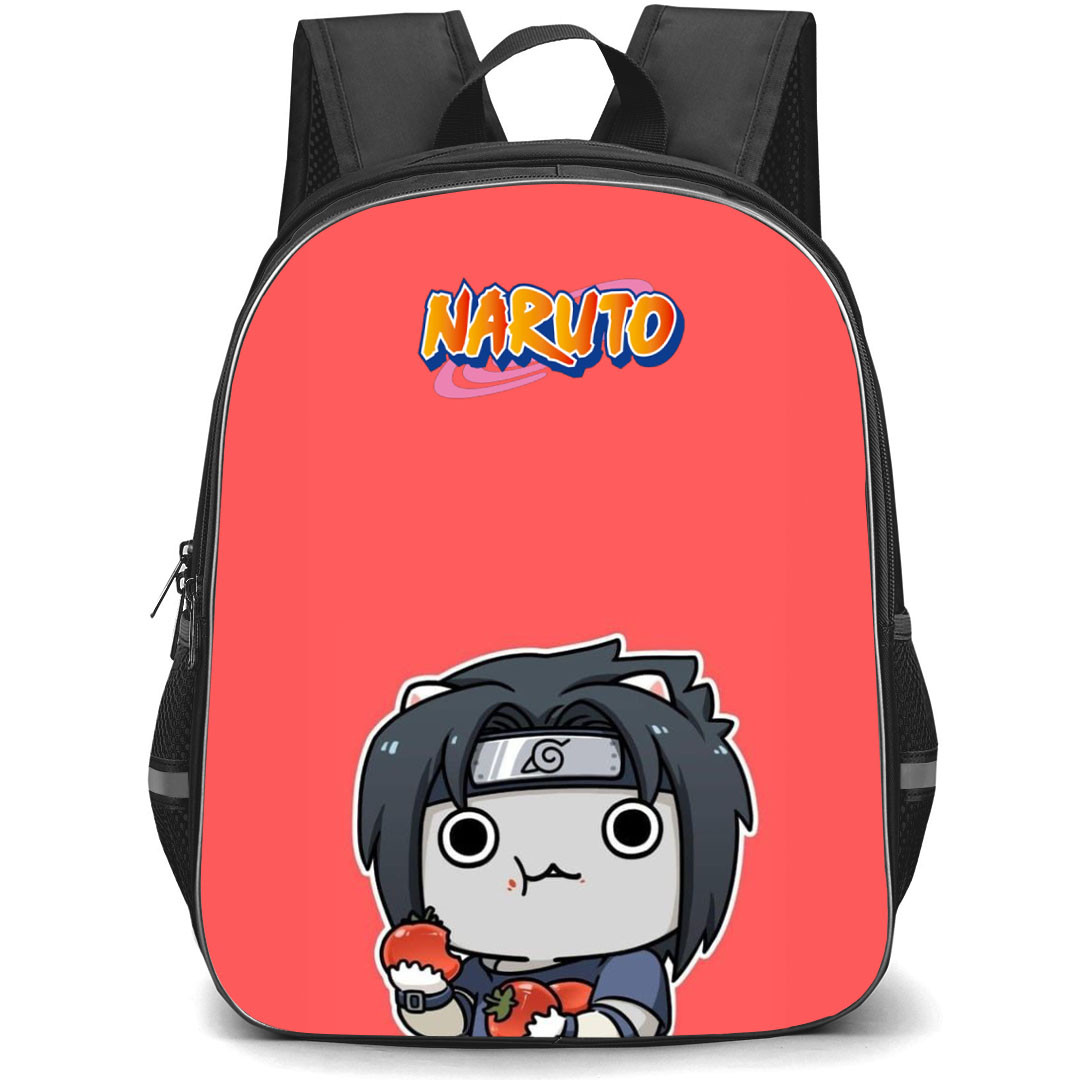 Naruto Sasuke Uchiha Backpack StudentPack - Sasuke Uchiha Crossover Cat On Red Background