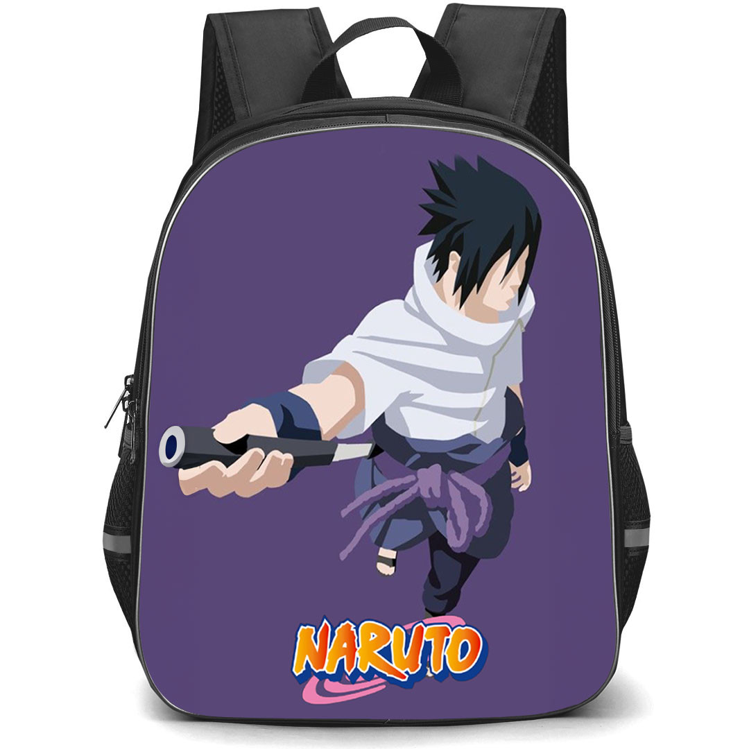 Naruto Sasuke Uchiha Backpack StudentPack - Sasuke Uchiha Portrait Minimalist On Purple Background