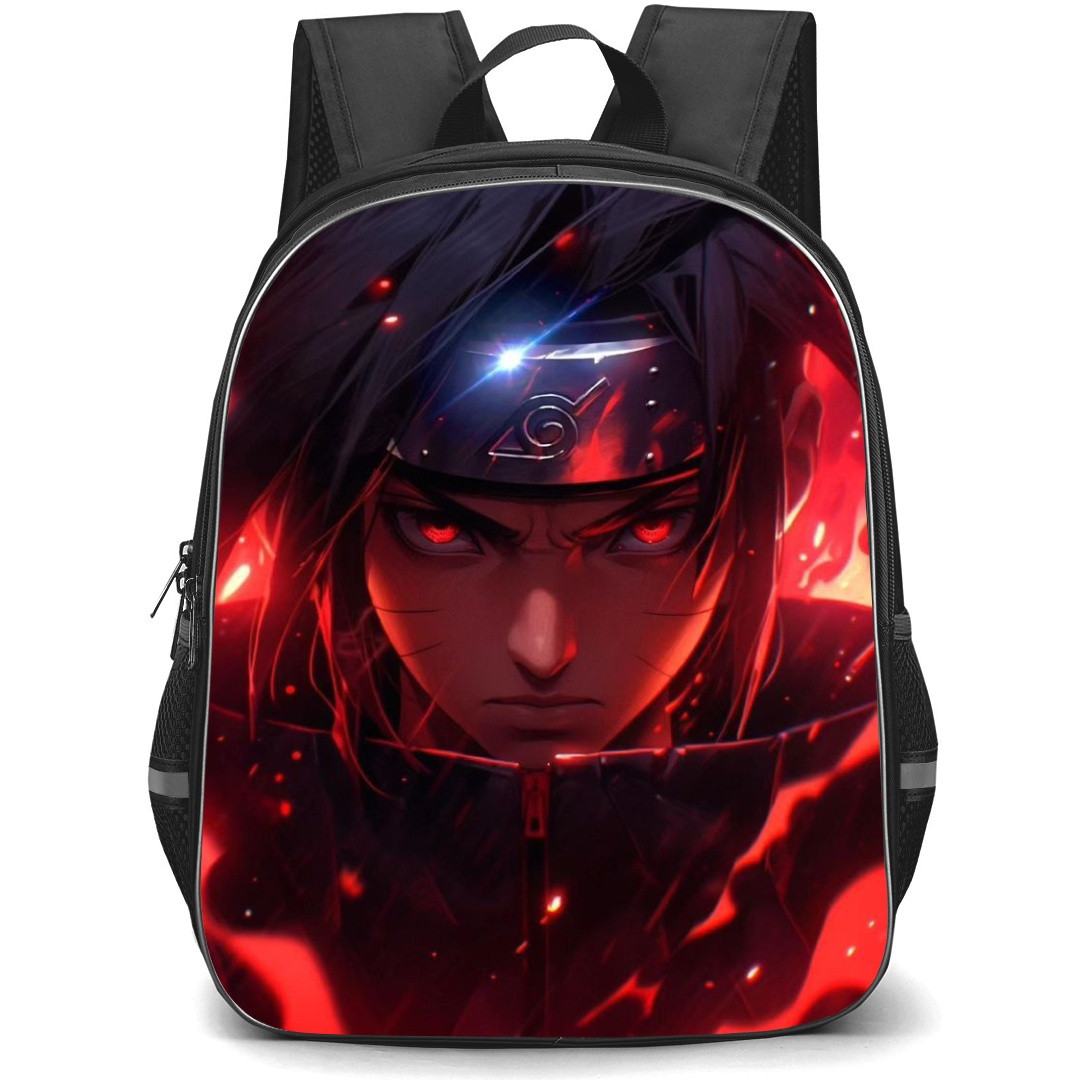 Naruto Phone Sasuke Case For iPhone And Samsung Galaxy Devices - Sasuke Portrait Red Flames Background