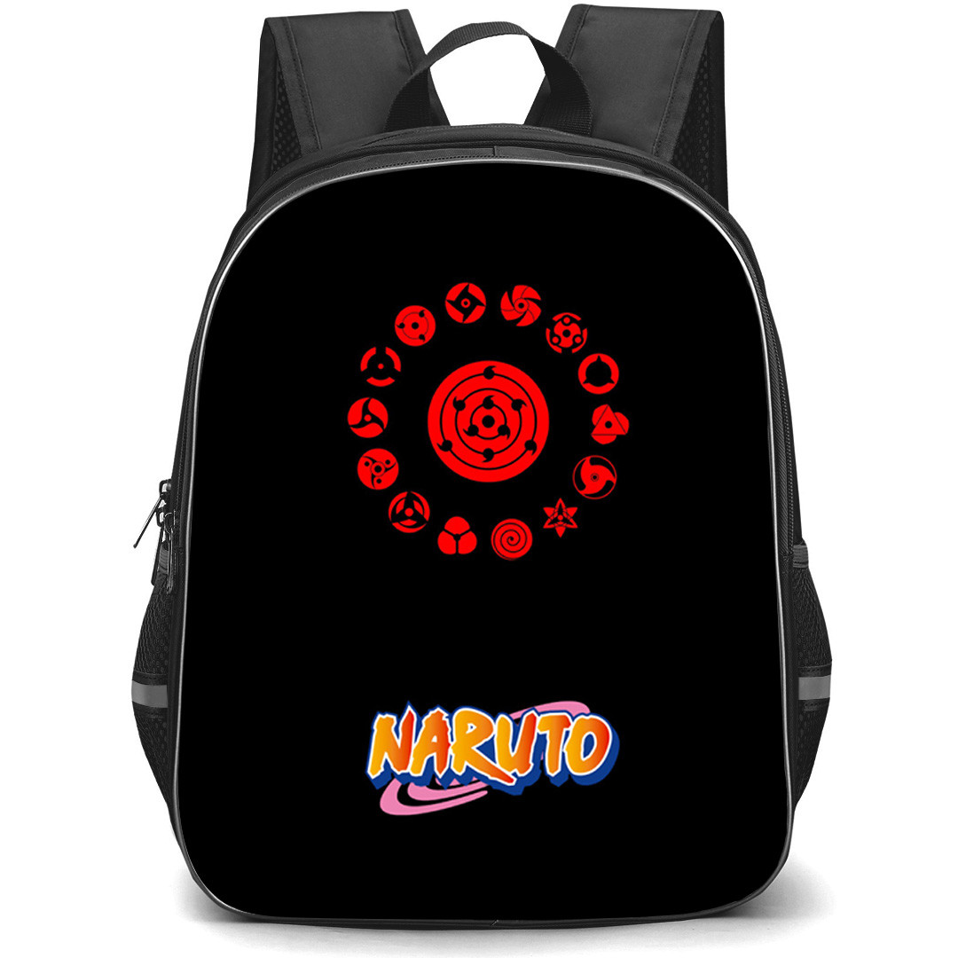 Naruto Backpack StudentPack - Sharingan Types Symbol On Black Background