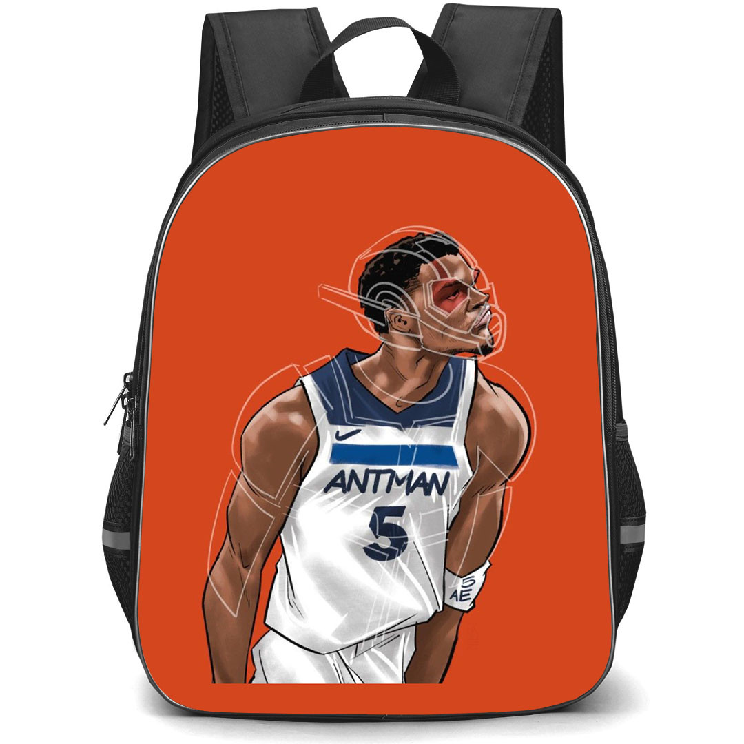 NBA Anthony Edwards Backpack StudentPack - Anthony Edwards Antman Portrait Illustration On Orange Background