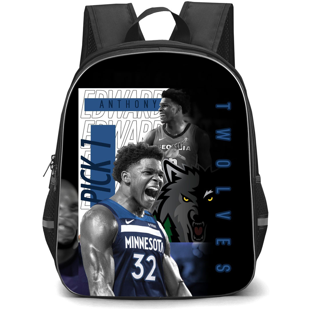 NBA Anthony Edwards Backpack StudentPack - Anthony Edwards Minnesota Timberwolves 32 Celebration Grayscale Poster