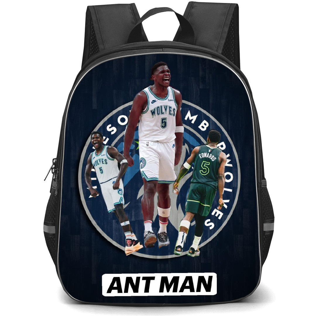 NBA Anthony Edwards Backpack StudentPack - Anthony Edwards Shouting On Minnesota Timberwolves Logo Poster