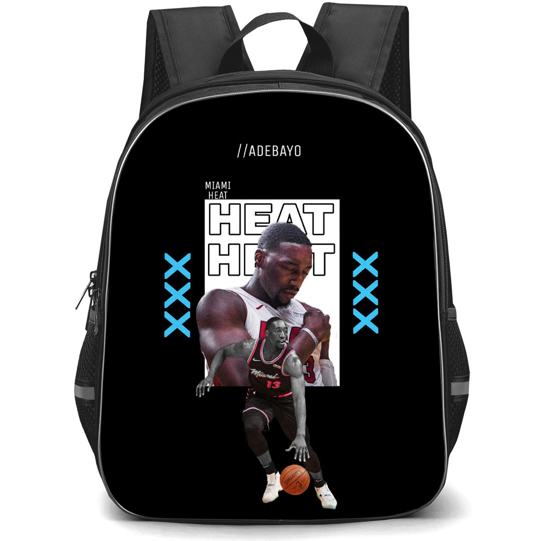 NBA Bam Adebayo Backpack StudentPack - Bam Adebayo Miami Heat Dribbling On Black Background
