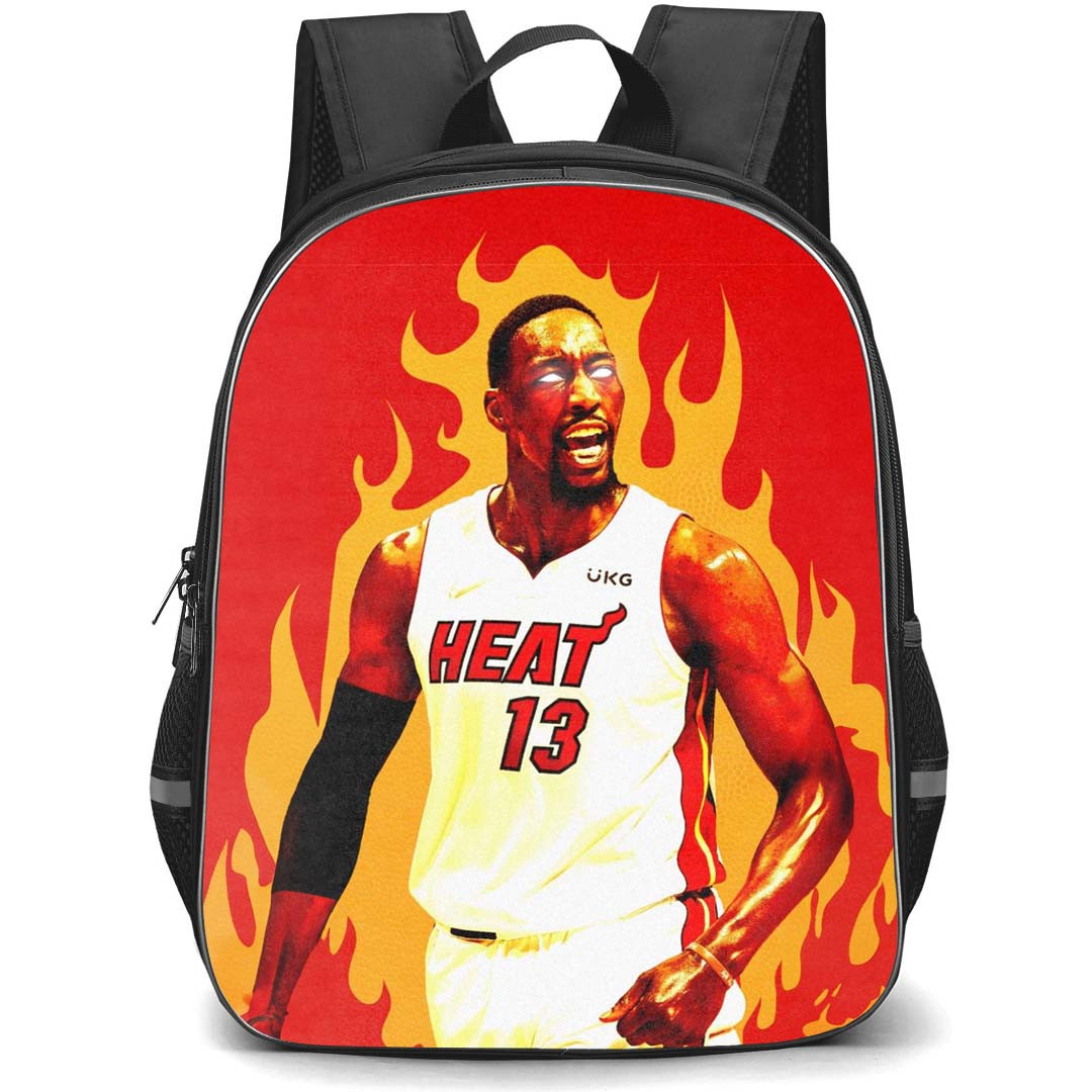 NBA Bam Adebayo Backpack StudentPack - Bam Adebayo Miami Heat 13 On Fire Poster Art