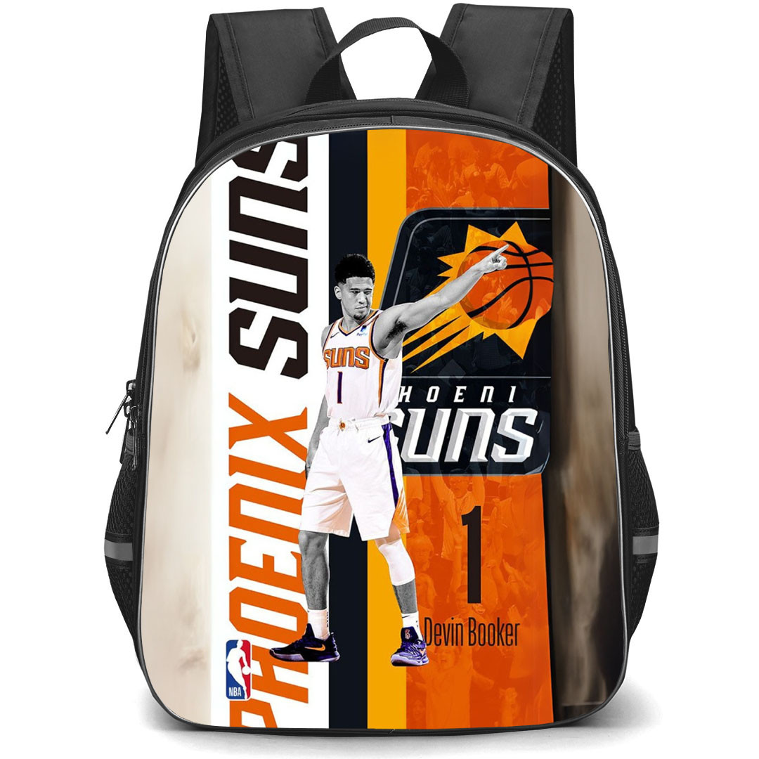 NBA Devin Booker Backpack StudentPack - Devin Booker Standing On Phoenix Suns Illustration Art Background