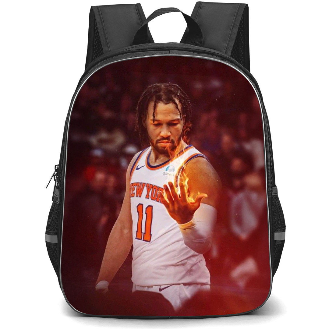 NBA Jalen Brunson Backpack StudentPack - Jalen Brunson Flame On Hand Portrait Poster