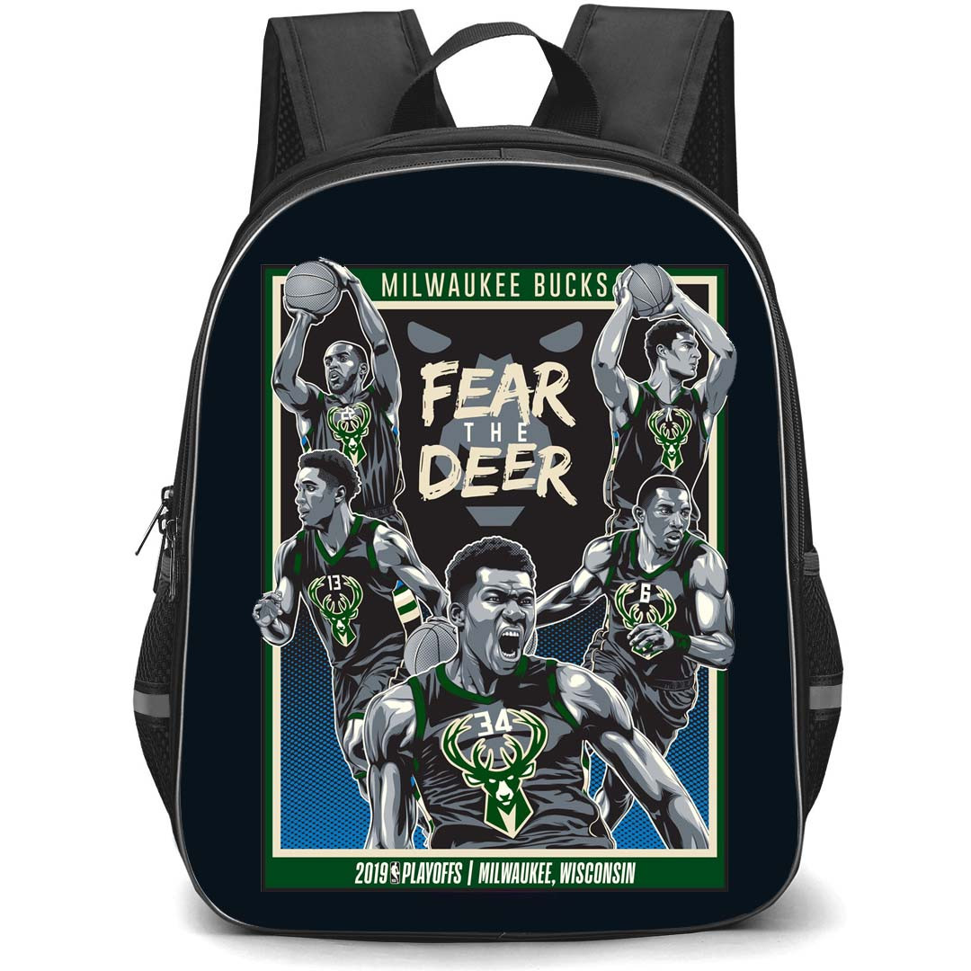 NBA Milwaukee Bucks Backpack StudentPack - Milwaukee Bucks 2019 NBA Playoffs Illustration Art