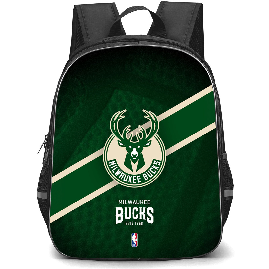 NBA Milwaukee Bucks Backpack StudentPack - Team Logo Stripe Background