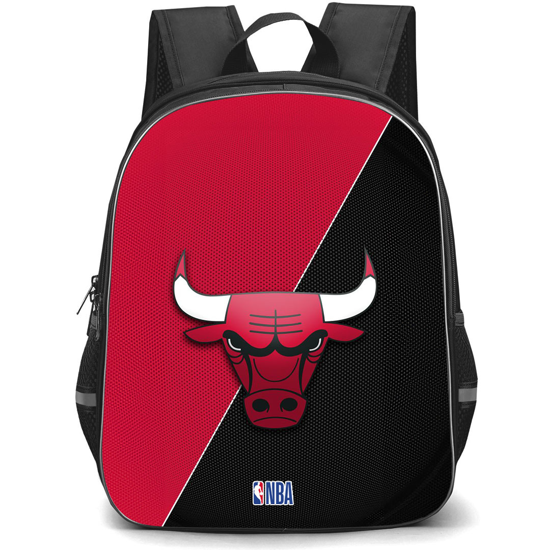 NBA Chicago Bulls Backpack StudentPack - Team Logo On Red And Black Background