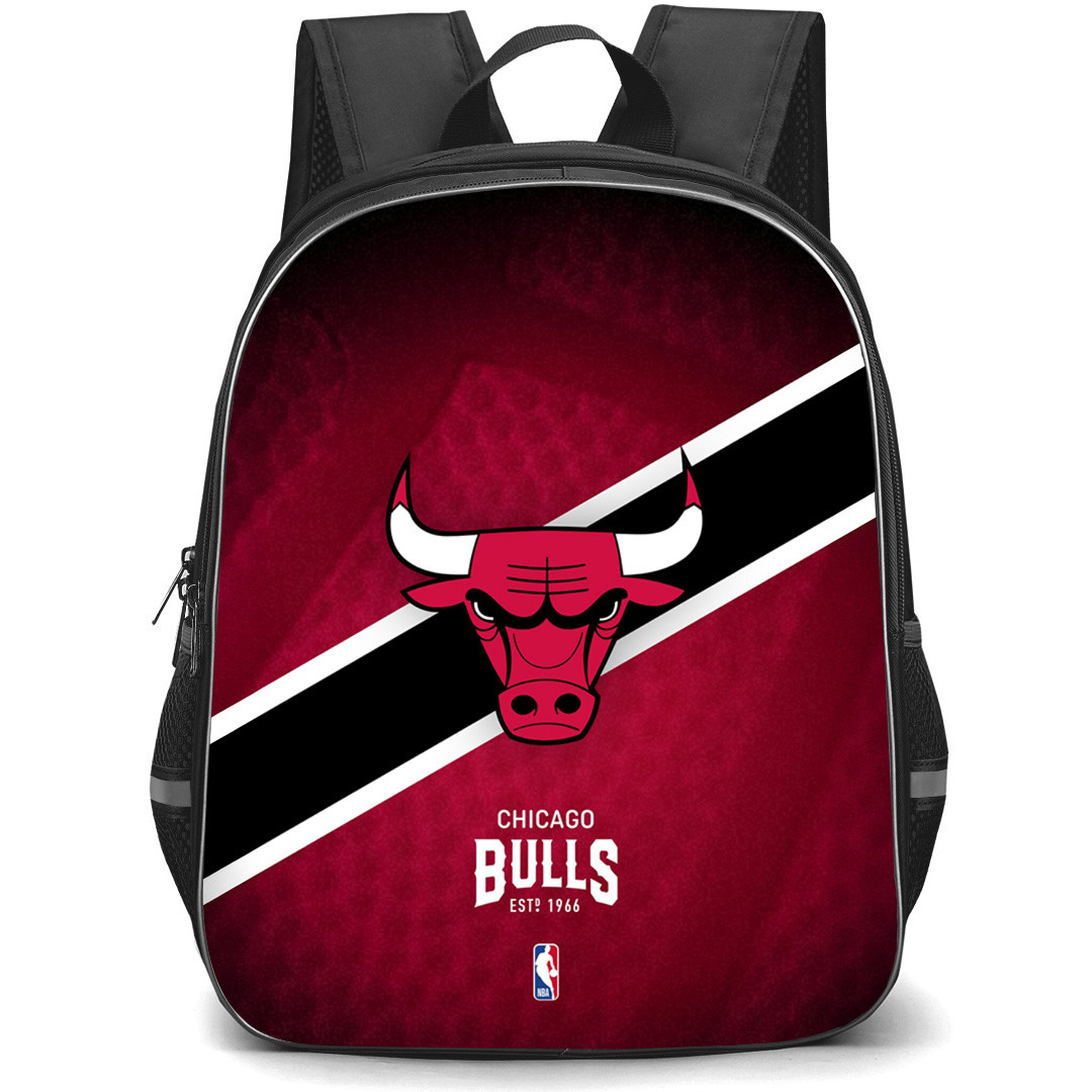 NBA Chicago Bulls Backpack StudentPack - Team Logo Stripe Background