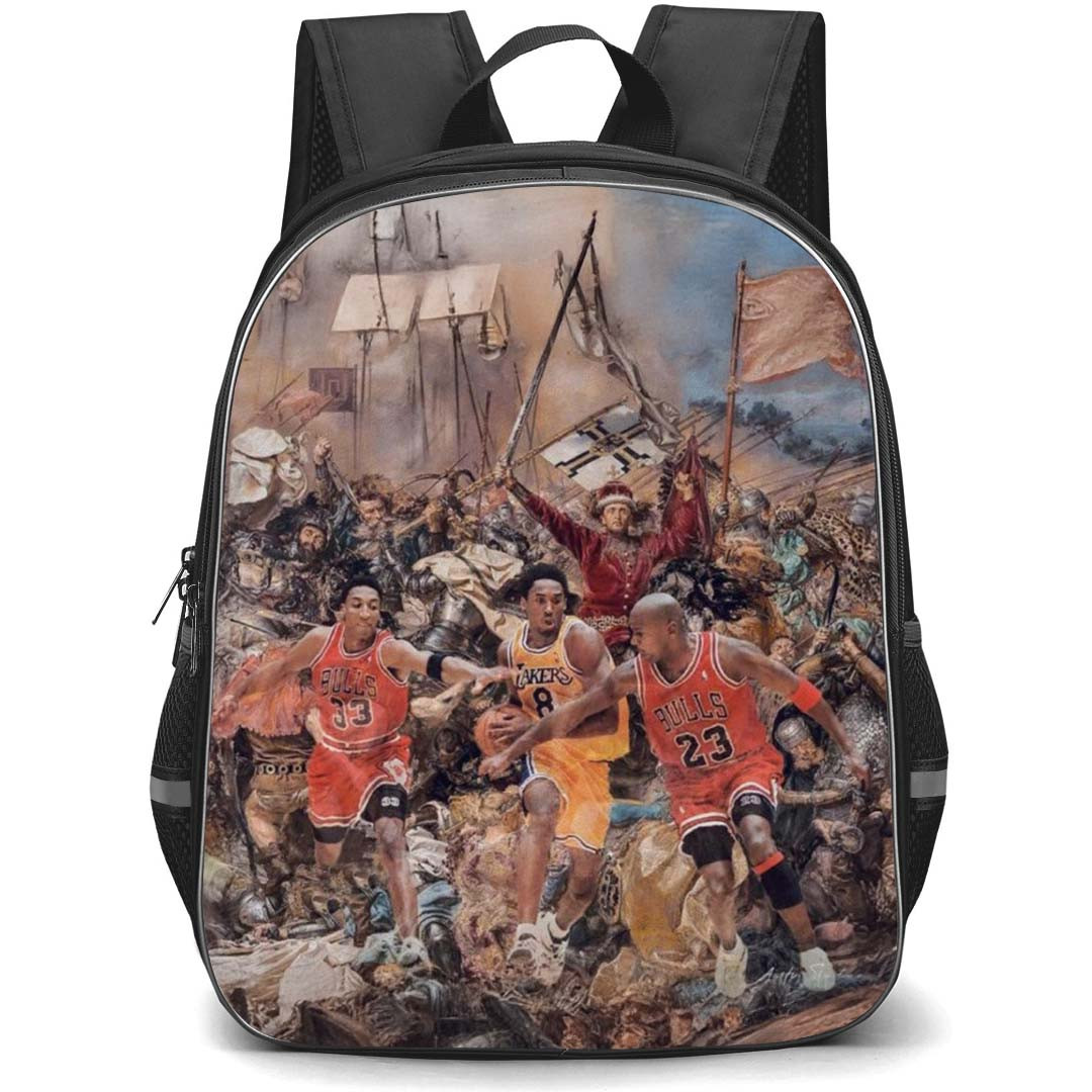 NBA Backpack StudentPack - NBA Bulls And Lakers Player Running On Ancient Painting Background