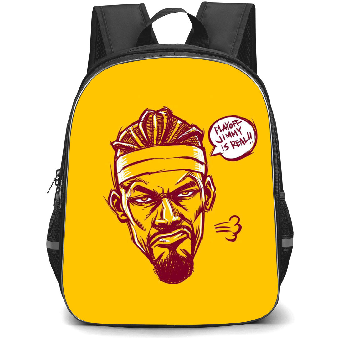NBA Jimmy Butler Backpack StudentPack - Jimmy Butler Playoff Jimmy Is Real Avatar Sketch On Yellow Background